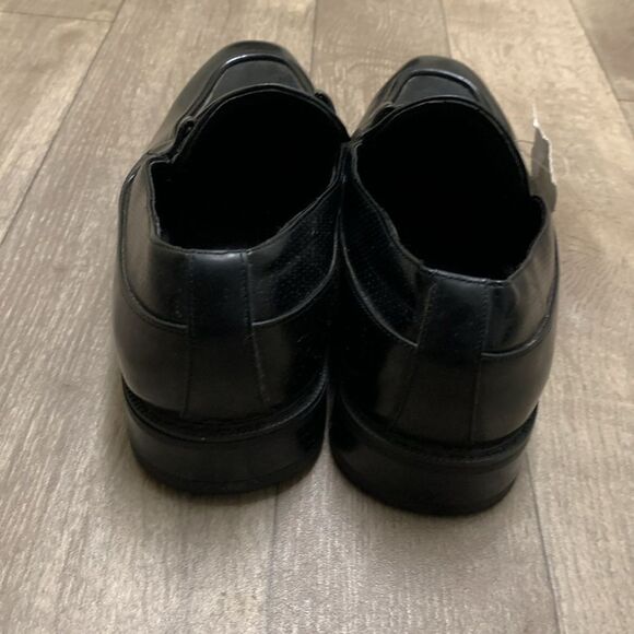 Mens Stacy Adams Moc Toe Bit Casual Dress Black Loafer‎ Shoes - Picture 3 of 8